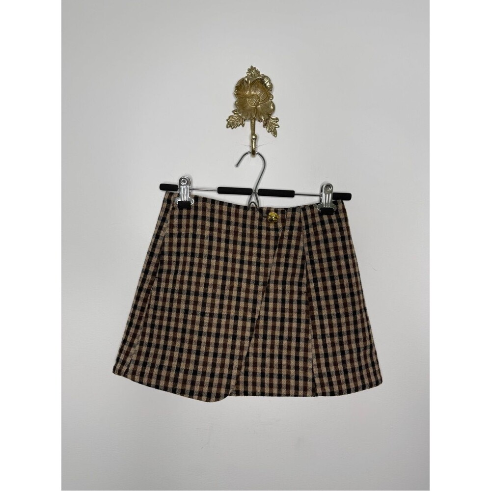 Ganni Check Wool Mini Skirt 34